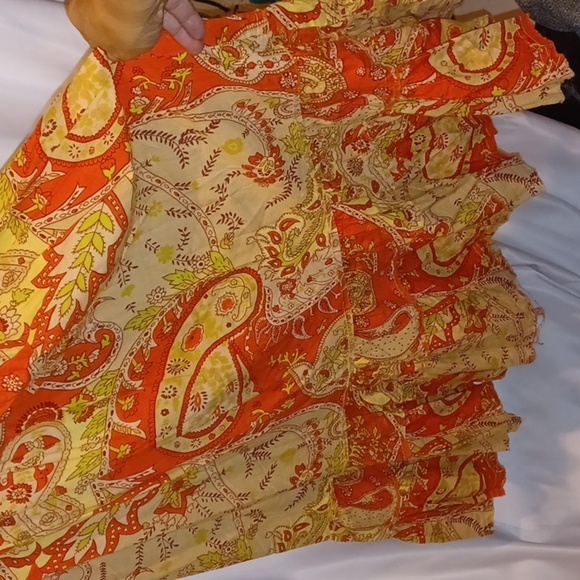 Fire Los Angeles Orange Ruffled Paisley Floral Sleeveless  Sundress Size Medium - Picture 3 of 7